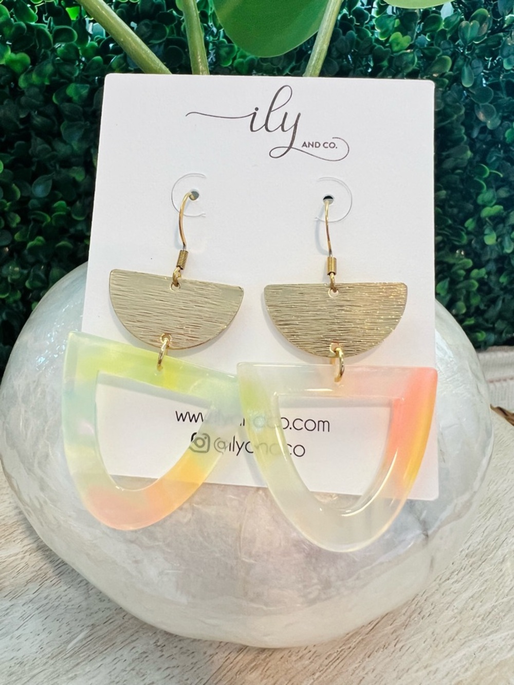 New Marbled Neon Colorful Acetate Geometric Dangle Earrings | Lightweight